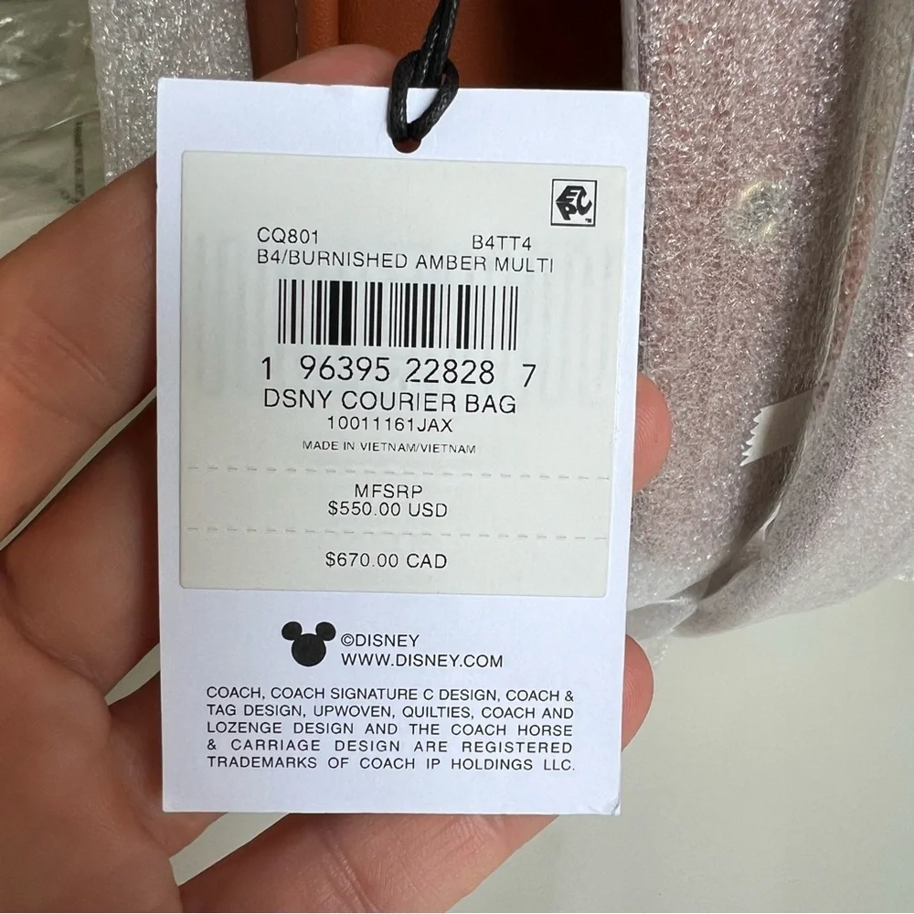 NWT  Disney X Coach Courier Bag With Mickey Mouse And Minnie Mouse CQ801 - Picture 10 of 11